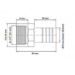 KOŃCÓWKA GZ 1/2" NA WĄŻ 19mm