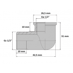 KOLANO 1/2" WZ CZARNY MAT DN15