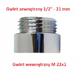 REDUKCJA DO WYLEWKI Gz1/2" - Gw M22x1 CHROM