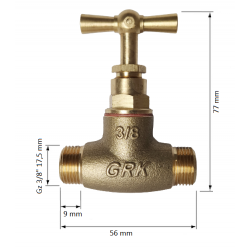MOSIĘŻNY ZAWÓR PRZELOTOWY GRZYBKOWY 3/8'' ZZ DN10