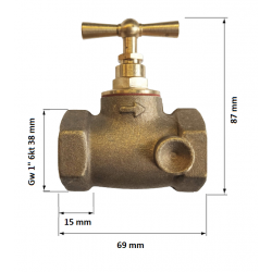 MOSIĘŻNY ZAWÓR PRZELOTOWY GRZYBKOWY 1'' WW DN25