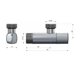 ZAWÓR KĄTOWY 1/2" x 3/8" CZARNY MAT ANTYKAMIENNY ARCO