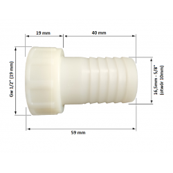 ZŁĄCZKA GW 1/2'' WĄŻ 16mm POLIAMID