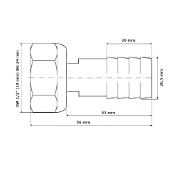 PRZYŁĄCZE GW 1/2" NA WĄŻ 19 mm - 3/4"