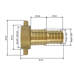 PRZYŁĄCZE GW 3/4" NA WĄŻ 15 mm i 19 mm - 5/8" i 3/4"