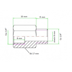 PRZEDŁUŻKA MOSIĘŻNA 1/4" L-10mm