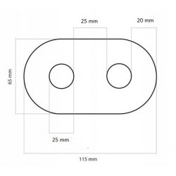 CHROMOWANA ROZETA PODWÓJNA 1/2" OTWORY 25mm