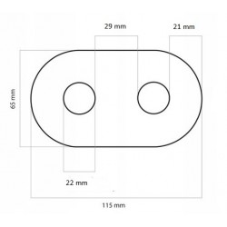 CHROMOWANA ROZETA PODWÓJNA 1/2" OTWORY 22mm