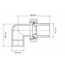CHROMOWANY KĄTOWY ŚRUBUNEK 1/2" ORING